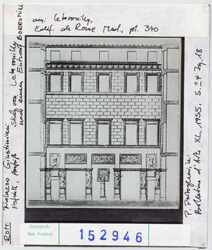 Vorschaubild Rom: Palazzo Giustiniani, Aufriss, Stich von Letrouilly, Entwurf Borromini 